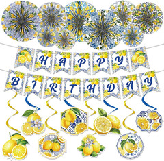 Amalfi Coast Party Decorations – 19 Pcs Lemon Themed Birthday Party Decor with B