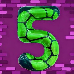 40 Inch Cartoon Turtle Theme Number 5 Foil Balloons Large Mylar 5th Number Ba…