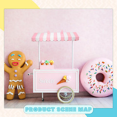 4 Pack Pink Circus Awning Decoration 3D Pink and White Stripe Cardboard Awning B