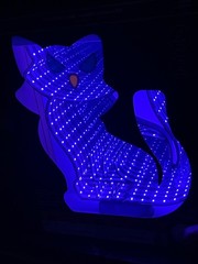 Purple Cat Infinity Mirror LED Tunnel Light 6 hour timer, 12.9″ tall, Tabletop