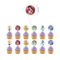 Anime Sailor Moon Theme Birthday Party Decorate Set,Balloon Banner Cake Toppers