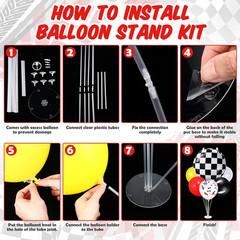 4 Sets Race Car Party Balloons Stand Kit Racing Car Table Centerpieces Decor wit