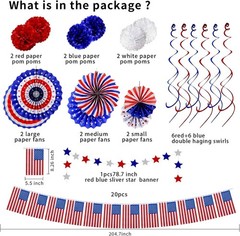 Charming 26Pcs Patriotic Party Decor – Banners, Fans & Pom Poms for Any Occasion