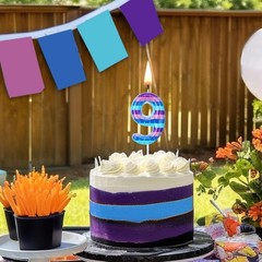 Video Game Birthday Candles Piñata Gaming purple, pink, light blue, deep blue