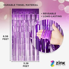 Zink Foil Curtain Backdrop (Purple), Tinsel Streamers for Photo Booths- 2 Pack