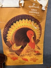 Vintage Hallmark Turkey Thanksgiving Honeycomb Centerpiece See Description**