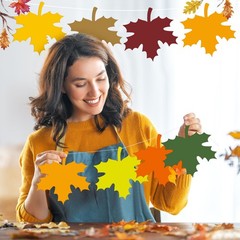 135 PCS Large Thanksgiving Fall Leaves Cutouts 4 Inch Maple Paper Leaf Craft