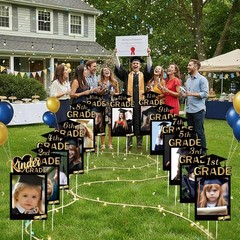 13 Pcs Graduation Yard Signs 2026 – K-12 Photo Display Lawn Decorations, Congrat