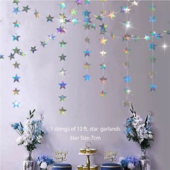 Iridescent Paper Leaf Snowflakes Garland Mermaid Birthday Tea Party Hanging