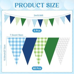 49.21 ft 60 Pieces Golf Party Pennant Banner Flags Decor Gingham String Trian…