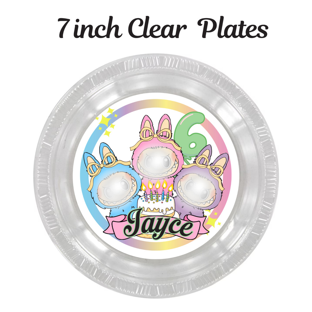 Cute Monster 7″ Clear Disposable Plates – Set of 12 | Birthday Party Decoration