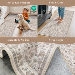 Kitchen Rugs Non-Slip Washable 2 Piece, Modern Boho Low Pile Stain-Resistant …