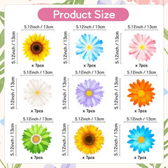 63Pcs Spring Flowers Cutouts Paper with 100Pcs Glue Points for Wall Bulletin Boa