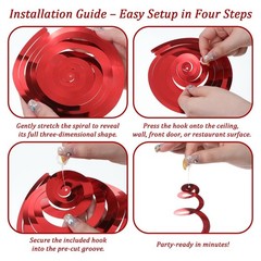 30 PCS Red Ceiling Swirls Hanging Red Swirl Decorations Shiny Foil Streamers