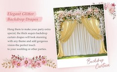 10x10ft Gold Sequin Backdrop Curtains, Wrinkle Glitter Backdrop Drapes for