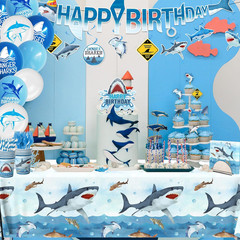 Shark Birthday Party Decorations, 190Pcs Shark Party Supplies Tableware Set with