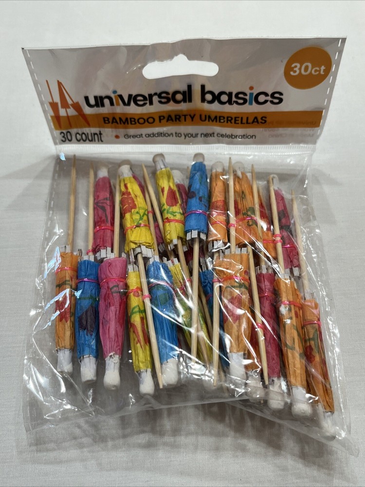 Bamboo Cocktail Umbrellas, Multi-Color 29 Count Bamboo Party Umbrellas Missing 1