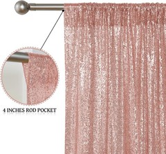 Rose Gold Sequin Backdrop Curtain 2 Panels 2FTx8FT Glitter Rose Gold Background
