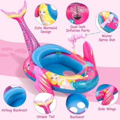 Kids Pool Floats with Water Gun, Mermaid Toddler Inflatable Pool Toys for Kid