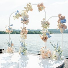 3Piece White Metal Arched Backdrop Stand Multi-Purpose Wedding Flower Arch Frame