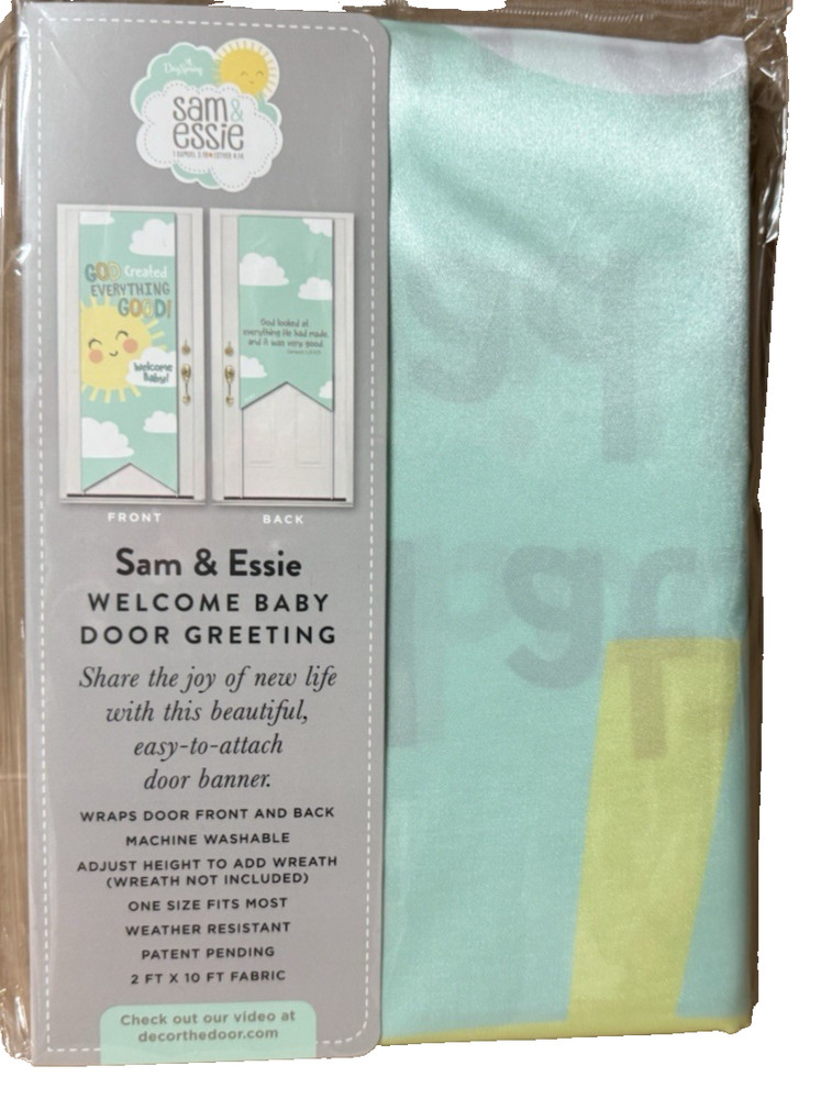 Dayspring Sam & Essie 2-sided Door Banner Welcome Baby 2ft x 10ft Fabric