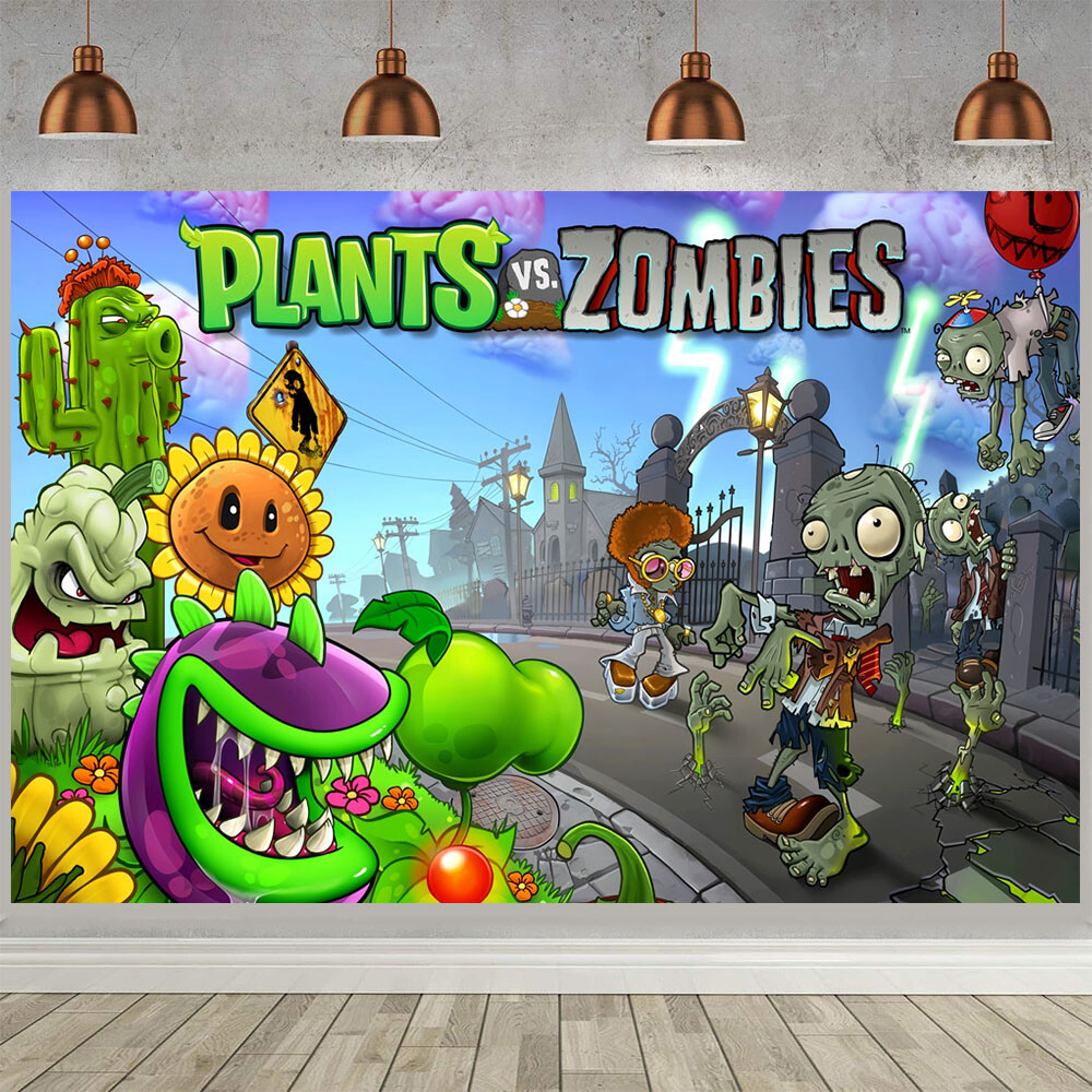 Plants vs Zombies Party Supplies Backdrop Banner Background Vinyl 5x3ft