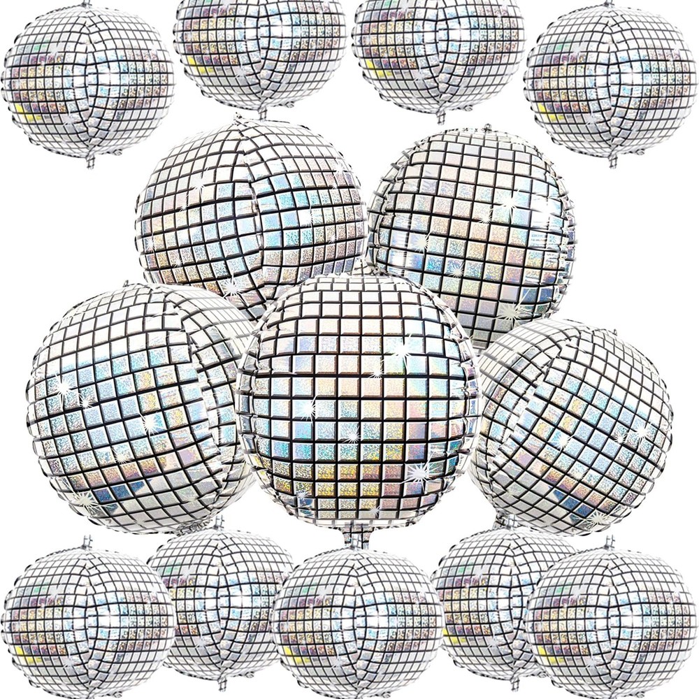 Disco Party Decorations, Disco Balloons for 70s 80s 22 Inch Large Silver Irid…