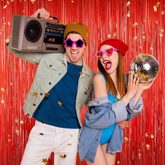 Red Tinsel Backdrop Foil Fringe Curtains – 2 Packs Door Streamers Backdrop for B