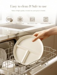 AISBUGUR Ceramic Portion Control Plate for Weight Loss,9-Inch normal, White