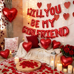 16 Inches Red WILL YOU BE MY GIRLFRIEND Proposal Letter Balloons with Heart-Sh