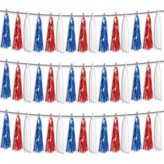 3P Red Blue White Foil Fringe Metallic Tassel Streamers Banner Tassel Garland…