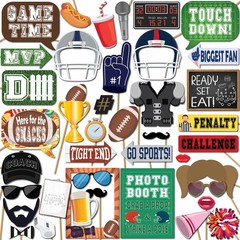 Football Photo Booth Props – 41-pc Kit with 8 x 10-Inch Signs, 60 Adhesive Pa…