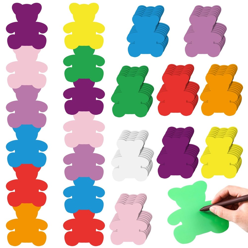 108 PCS Bear Shape Paper Cutouts Assort Colors Classroom Decor 4.65×4.21in