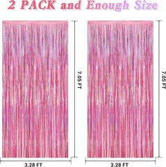 2 Pack Glitter Pink Backdrop, 3.28 FT x 7.05 FT Birthday Party Decorations, L…