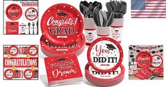 Eco-Friendly 175PCS Graduation Tableware—Disposable & Effortless Clean-Up