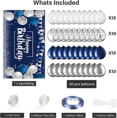 Birthday Party Decorations Bundle – Blue/Silver