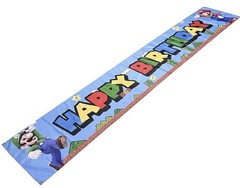 Super Mario & Luigi HAPPY BIRTHDAY Wall Banner Tapestry Sign 9’ 9” X 20”