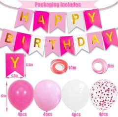 Luxury Pink Birthday Banner & Balloons – Perfect for Girls and Women Parties