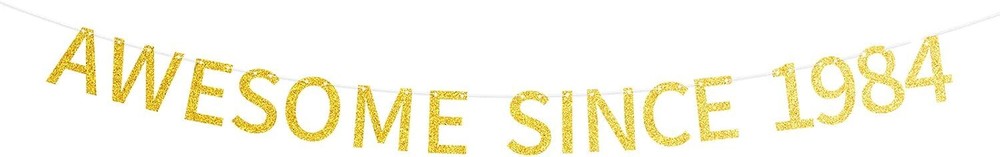 Awesome Since 1983 Banner Pre-strung Happy 40th Birthday Banner Gold Glittery…