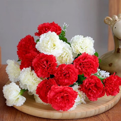 10 Head Carnation Bouquet Artificial Silk Flowers for Desk Shelf Decor