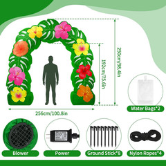 8.2 Ft Tropical Hawaiian Inflatable Arch Summer Luau Party Decoration Monstera L