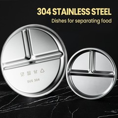 BEWBBAT 4 Pack 304 Stainless Steel Divided Plate, 8 Inch 3 8 Inch, Silver