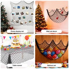 10×5 Feet X-Large Fish Net Decorations for Party – 2 Pack Black Fishing Net D…