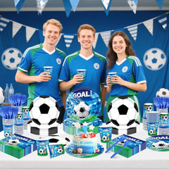 Soccer Party Decorations, 120Pcs Soccer Birthday Party Supplies-Serves 24 with S