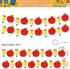 Back to School Decorations Banner – DIY Paper Pencil and Apples Banners, Red