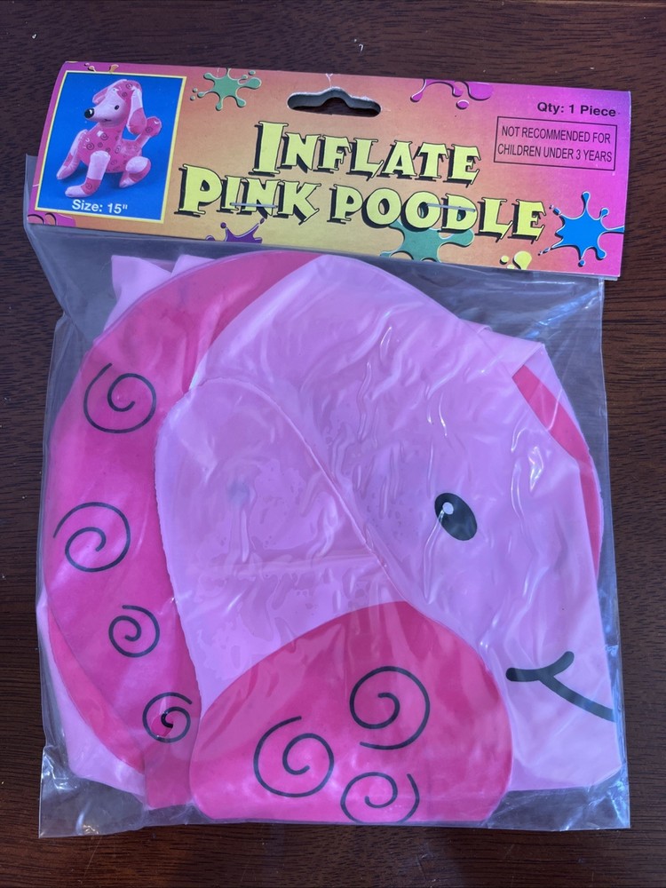 New 1950’s Party Inflatable Pink French Poodle Dog 15” Oriental Trading