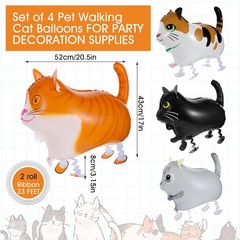 4 Pcs Cat Balloons Aluminum Cat Balloons for Birthday Animal Pet Cats Balloon…