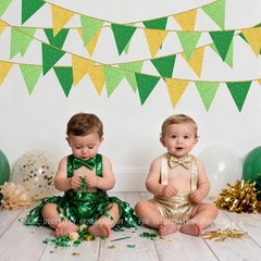 Green Gold Party Decorations Pennant Banner Flag Glitter Green Gold Triangle …