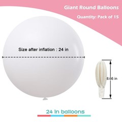 15Pcs 24 Inch Balloons White Giant Round Balloons Large Balloon For Wedding B…
