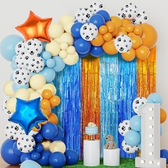 2 Pack Blue Dog Birthday Party Foil Fringe Curtain Tinsel Backdrop